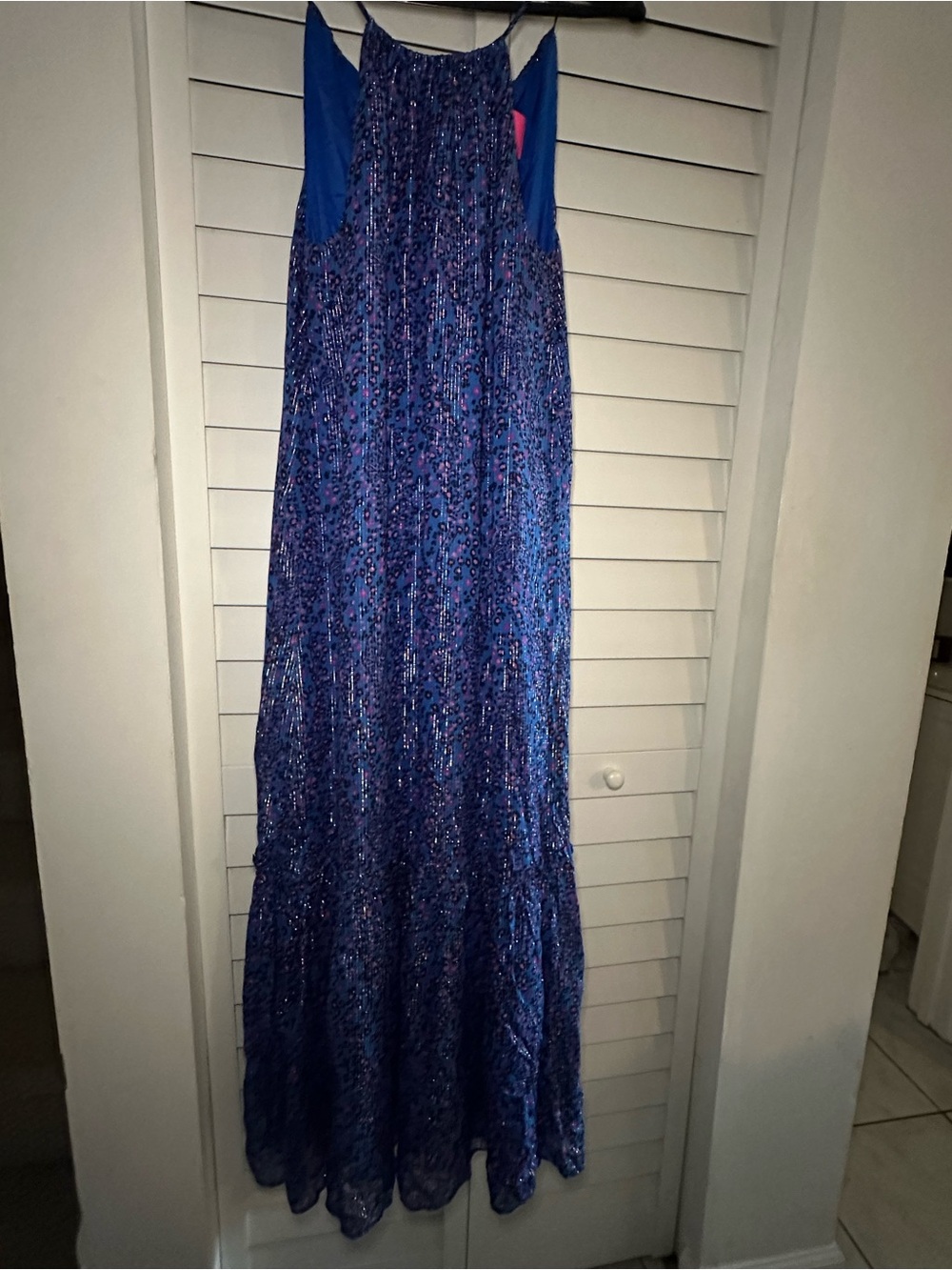 Lilly Pulitzer Maxi Halter Dress Leopard Neon Metallic Size Medium EUC so cute!